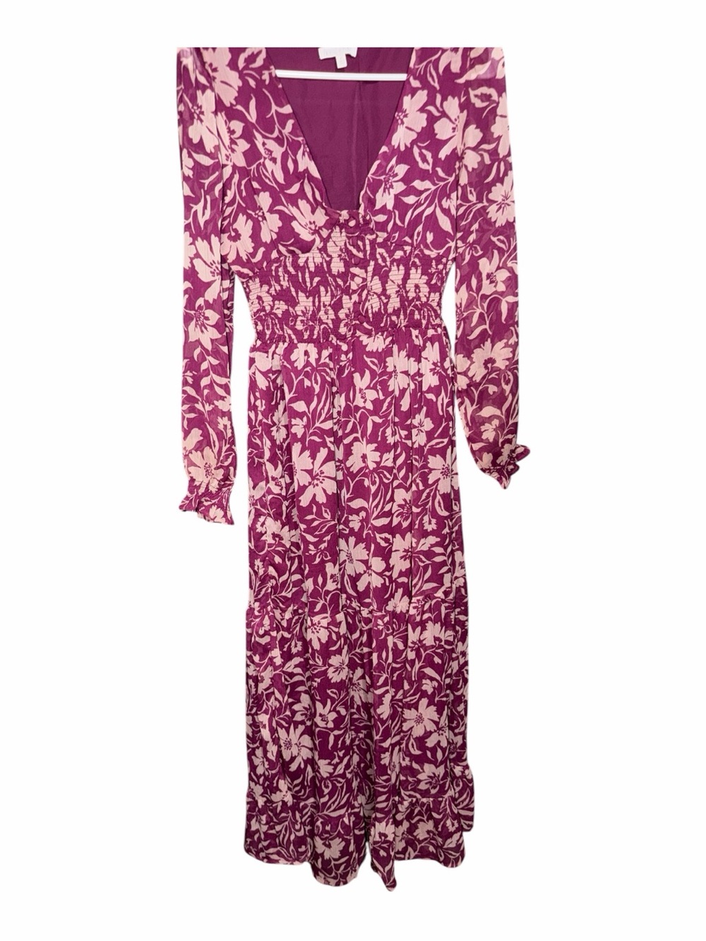 Patrons of Peace Magenta Floral V-Neck Maxi Dress
